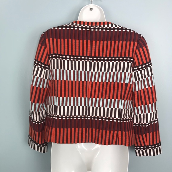Ann Taylor NWOT Orange Multicolor Striped Blazer - Picture 5 of 6